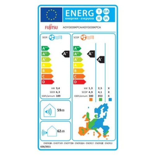 ΚΛΙΜΑΤΙΣΤΙΚΟ FUJITSU ECOLANDIA ASYG035KPCA/AOYG035KPCA INVERTER 12000BTU R32 WIFI READY